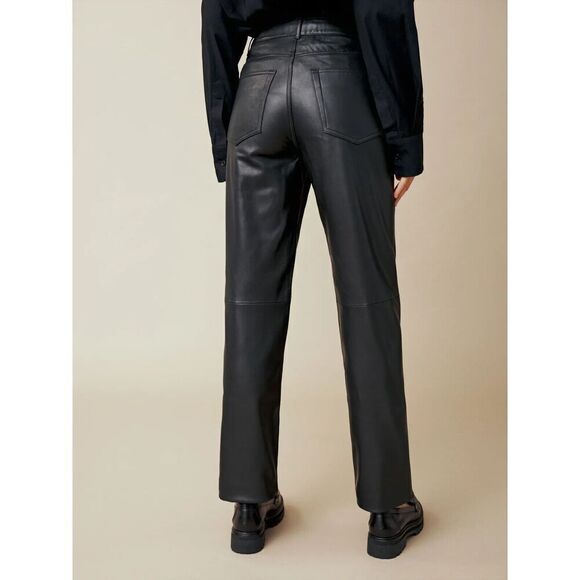 New Reformation x Veda Cynthia Leather Pants Size 10 Black - Picture 4 of 7